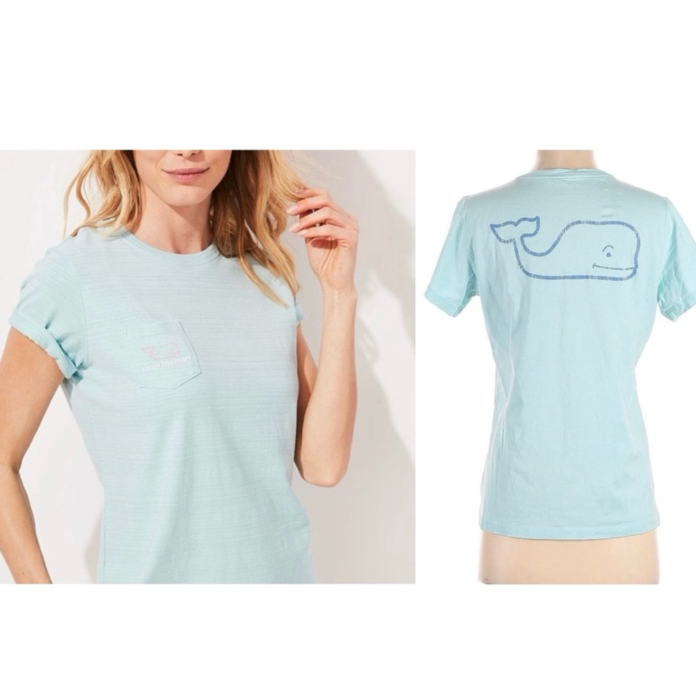 Vineyard Vines Whale Pocket Tee in Aqua Haze Small